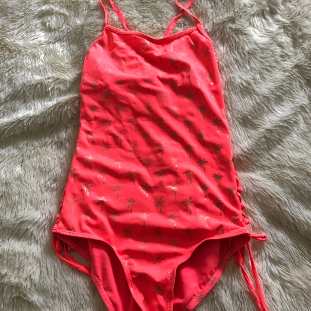Neon pink kids swimsuit